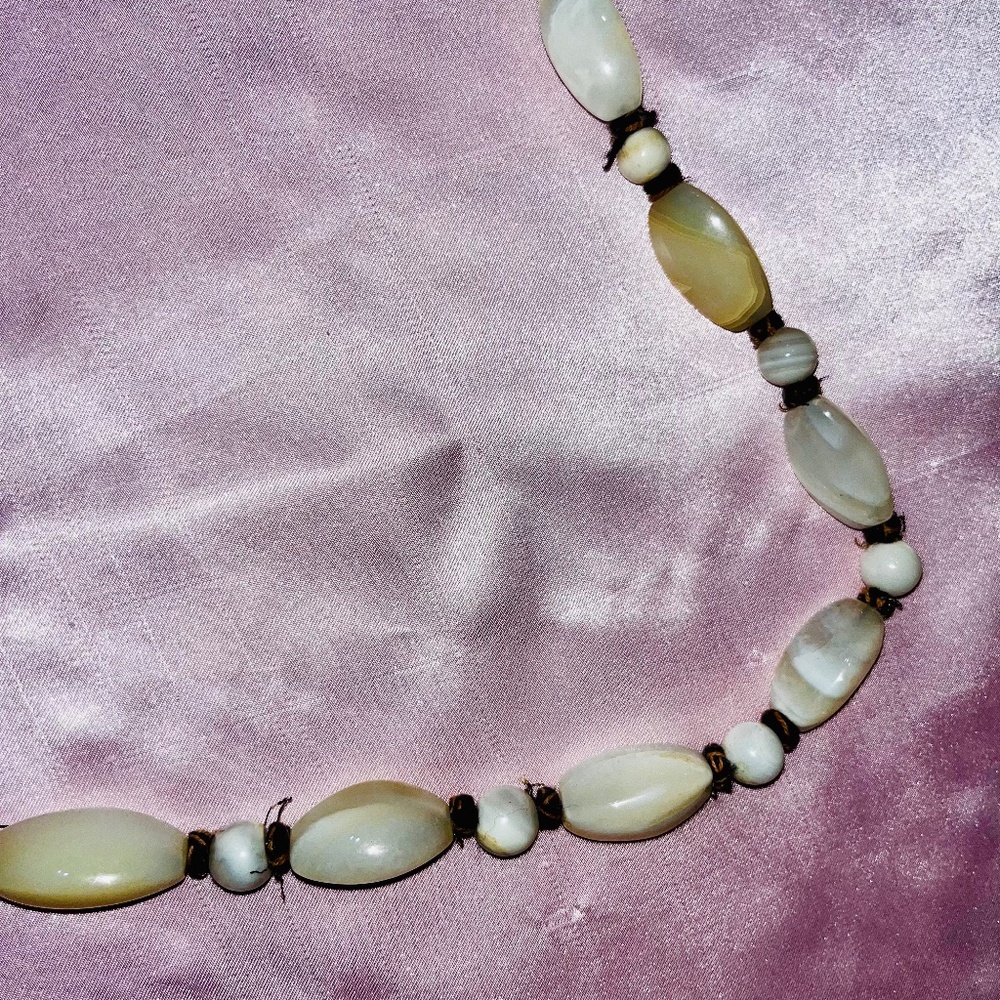 Antique Chinese Export Chalcedony Beads Hand knotted Necklace